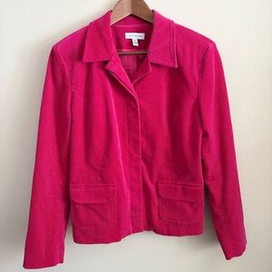 Vintage Hot Pink Velour Blazer Jacket Size 10 Cotton 90s Power Statement